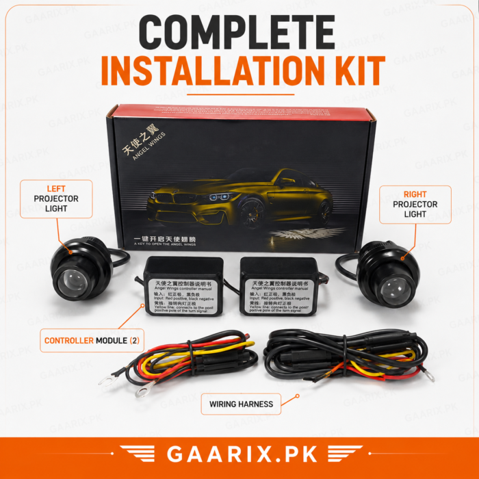 universal-mirror-welcome-projector-light-kit Universal Mirror Welcome Projector Light with Angel Wings LED Projection Kit – Waterproof DC 12V Car Courtesy Lights | GAARIX.PK