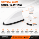 Universal White Car Shark Fin Antenna Decoration – Premium Gloss White Universal Roof Antenna Cover