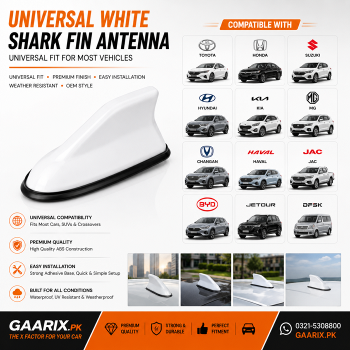 universal-white-car-shark-fin-antenna-decoration-universal-fit Universal White Car Shark Fin Antenna Decoration – Premium Gloss White Universal Roof Antenna Cover