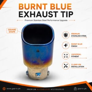 Universal Burnt Blue Exhaust Tip – Premium Stainless Steel Clamp-On Muffler Tip | Square Design