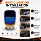 Universal Burnt Blue Exhaust Tip – Premium Stainless Steel Clamp-On Muffler Tip | Square Design