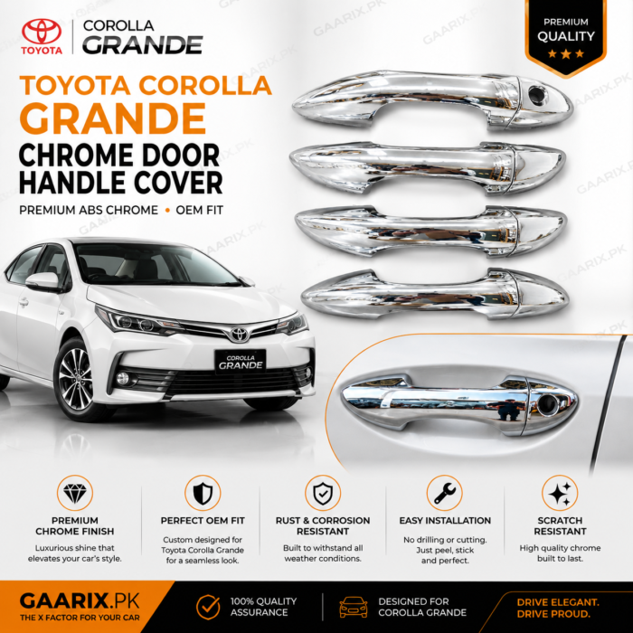 Toyota Corolla Grande Premium ABS Chrome Door Handle Cover Hero Toyota Corolla Grande Premium ABS Chrome Door Handle Cover OEM Fit