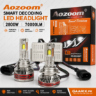 AOZOOM 9005 Smart Decoding LED Headlight Kit 2800W 70000LM with external decoder modules