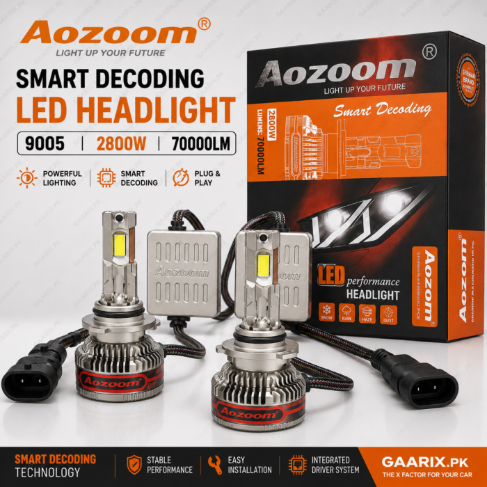 aozoom-9005-smart-decoding-led-headlight-2800w-70000lm-hero AOZOOM 9005 Smart Decoding LED Headlight Kit 2800W 70000LM with external decoder modules