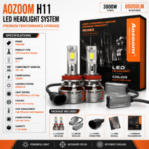 aozoom-h11-led-headlight-kit-3000w-80000lm AOZOOM H11 LED Headlight Kit 3000W 80000LM
