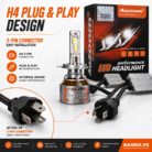 AOZOOM H4 LED Headlight Kit 3000W 80000LM – 3-Pin Plug & Play