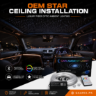 Car Star Ceiling Light RGBW Fiber Optic Ambient Lighting Kit with Bluetooth App Control and Remote for Universal 12V Cars