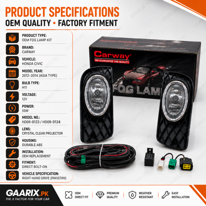 carway-honda-civic-2012-2014-fog-lamp-kit-h11-12v-55w-specifications Carway OEM Fog Lamp Kit for Honda Civic 2012–2014 with H11 12V 55W Bulbs