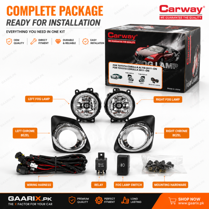 carway-toyota-corolla-altis-2011-on-oem-fog-lamp-kit-package Carway Toyota Corolla Altis 2011-On OEM Fog Lamp Kit with Chrome Bezels H11 12V 55W