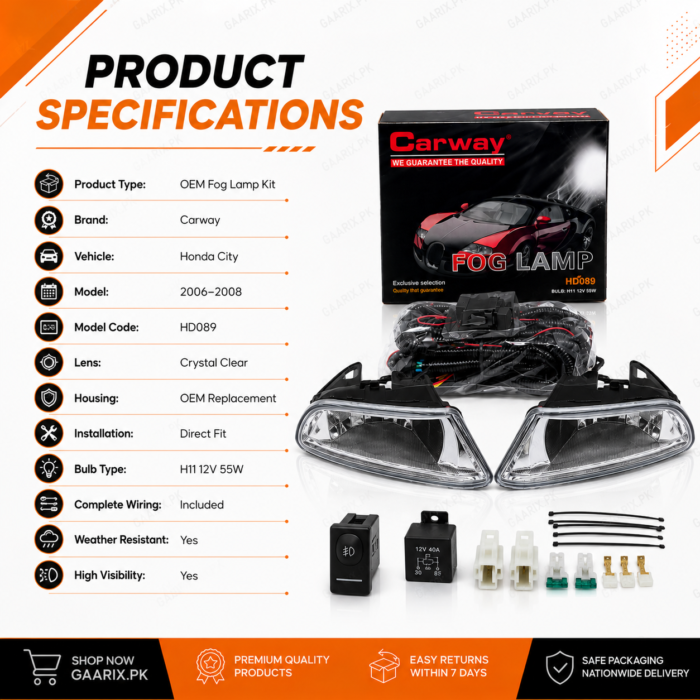 honda-city-2006-2008-carway-oem-front-bumper-fog-lamp-kit-hd089-specifications Carway OEM Front Bumper Fog Lamp Kit for Honda City 2006–2008 HD089 with Complete Wiring Harness