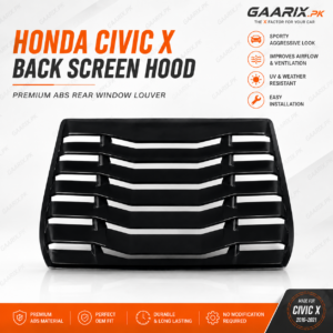 Honda Civic X Hatchback 2016–2021 Premium ABS Rear Window Louver Back Screen Hood OEM Style