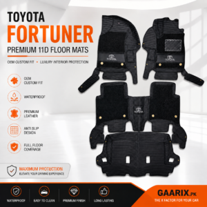 Toyota Fortuner Premium 11D Floor Mats - Waterproof Custom Fit Leather Car Floor Mats with Full Floor Coverage
