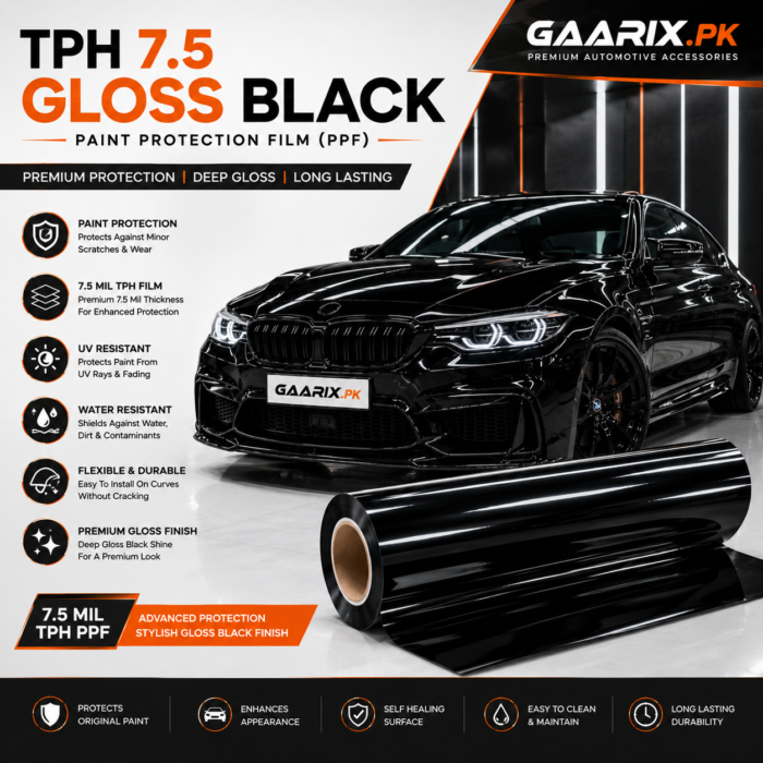 tph-7-5-gloss-black-paint-protection-film TPH 7.5 Gloss Black Paint Protection Film for Cars