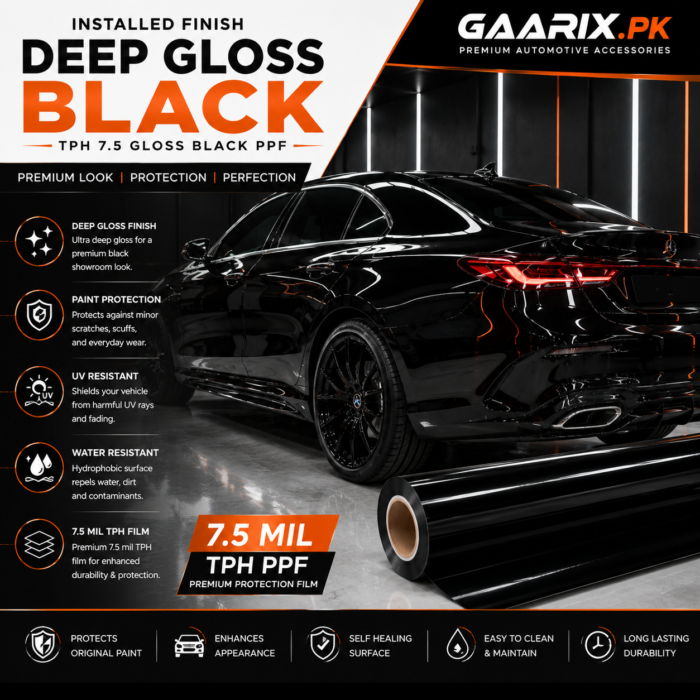 tph-7-5-gloss-black-paint-protection-film-quality TPH 7.5 Gloss Black Paint Protection Film for Cars