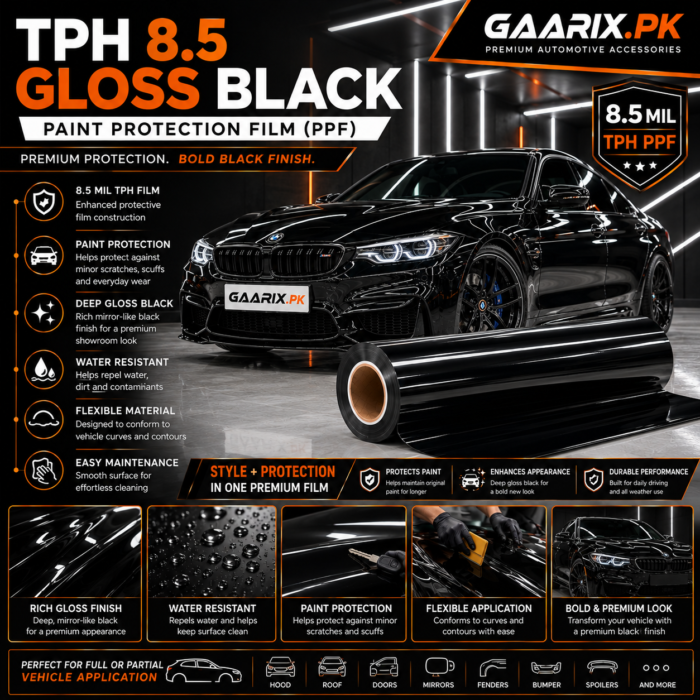 tph-8-5-gloss-black-ppf-pakistan-hero TPH 8.5 Gloss Black Paint Protection Film PPF for Cars in Pakistan