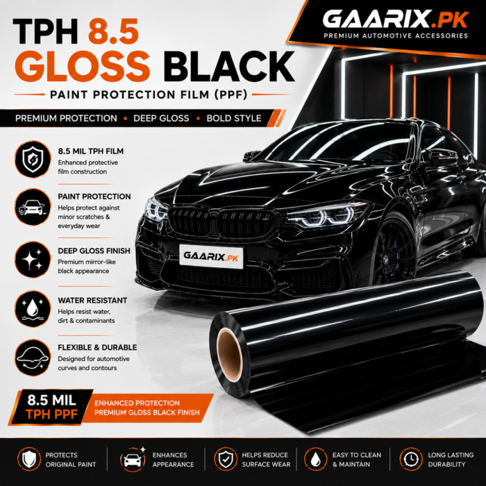 tph-8-5-gloss-black-ppf-pakistan-premium-quality TPH 8.5 Gloss Black Paint Protection Film PPF for Cars in Pakistan
